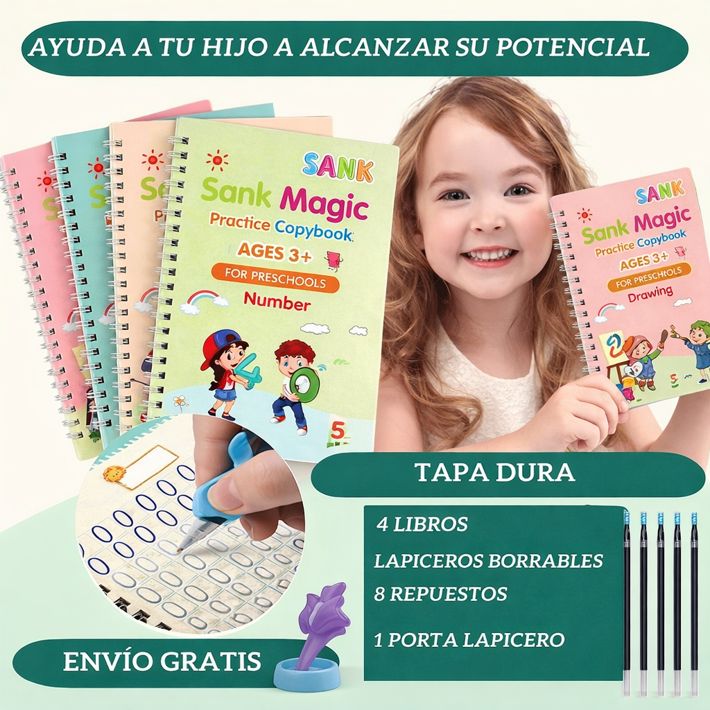 Cuaderno Magico de escritura para niños 4 unidades